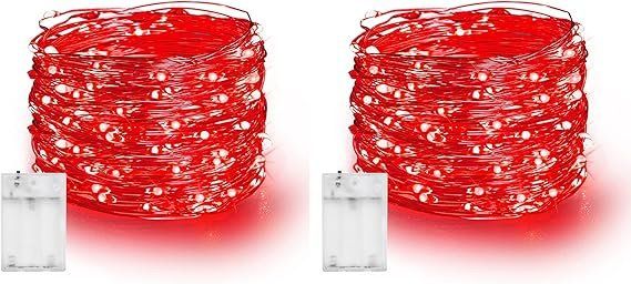 Dazzle Bright Fairy Lights Battery Operated, 2 Pack Total 40FT 120LED Silver Wire Waterproof Battery Operated String Lights