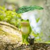 Frog holding Leaf Umbrella resin statue