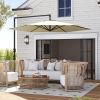 9.5FT Offset Patio Umbrella with Crank Cross Base Round Hanging Cantilever for Pool Backyard Deck Garden