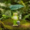 Frog holding Leaf Umbrella resin statue