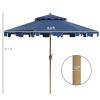 8.8' Patio Umbrella with Push Button Tilt and Crank, Dark Blue