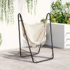 Lounge Hammock Chair with Curved Stand & Storage, Two-Tone Cream & Brown|