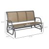 3-Person Outdoor Patio Glider Bench, Porch Glider Swing with 3 Seats, Breathable Mesh Fabric, Metal Frame, Brown