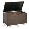 Outsunny Outdoor Deck Box, PE Rattan Wicker with Liner,  Brown