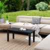 All-Weather Outdoor Patio Table with Slatted Tabletop Black