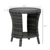 Outsunny 18" Wicker Outdoor Coffee Table Gray