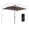 9x7 ft Outdoor Patio Solar Umbrella with Crank LED Lights Tilting Button Tan for Deck Pool Lawn Sun Protection