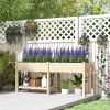 Elevated Garden Bed with Side Table, Bottom Shelf, Bed Liners and Drainage Holes, Natural
