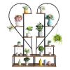 Artisasset 2pcs  Half Heart Iron Wood  Plant Stand Bl