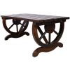 Outdoor Rustic Wooden Bench with Wagon Wheel Legs, 2 People Outdoor Bench Garden Bench Front Porch Furniture Patio Lawn Yard Park