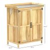Outdoor Storage Cabinet, Garden Tool Shed with Metal Tabletop, Shelf, Wooden Potting Bench with 2 Doors, Natural Wood