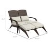Outsunny 2 Person Patio Wicker Adirondack Chair with Cushions, Cream White