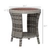 Outsunny 18" Wicker Outdoor Coffee Table Mixed Gray