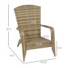 Outsunny Patio Adirondack Chair with Rattan Wicker, Soft Cushions Dark Blue