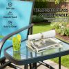 Outdoor gliding chairs with coffee table, blue