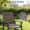 Terrace Chair, Gliding Chair, Set of Two, Outdoor Chair, Armchair, Courtyard Chair, Brown