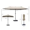 Outsunny Patio Umbrella 15' Steel Rectangular Outdoor Double Sided Market with base, Sun Protection & Easy Crank for Deck Pool Patio, Coffee