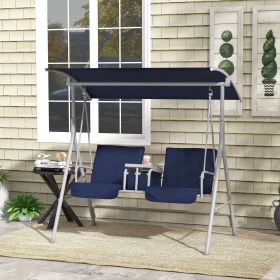 Porch Swing 2 Person with Stand Dark Blue