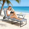 Folding lounge chair, blue and white