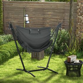 Hammock Chair with Stand Dark Gray, Side Pocket Headrest
