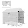 Spacious Portable Greenhouse with Mesh Door, Shelves, and Plant Labels - 8x6 ft, White