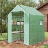 Portable Greenhouse 4.6 x 4.7 ft Walk-In Hot House with Roll Up Door Windows U-Shape Flower Rack Water UV Resistant Green