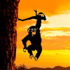 CIFbuy Colorful Monkey Garden Decor Outdoor iron Animal Silhouette Wall Art Patio Lawn Sculpture (TikTok, temu pick-up service)