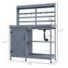 Wooden Potting Station with Sink, Tap, and Aluminum Top for Gardening Convenience Gray
