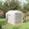 Spacious Portable Greenhouse with Mesh Door, Shelves, and Plant Labels - 8x6 ft, White