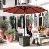 Outsunny Wicker Side Table with 1.5" Umbrella HoleMixed-Gray