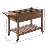 Outsunny Raised Garden Bed 49x21x34 with Grow Grids & Storage Shelf on Wheels Brown