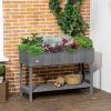 Outsunny Elevated Planter Box Stand Wooden with 8 Slots Dark Grey
