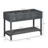 Outsunny Elevated Planter Box Stand Wooden with 8 Slots Dark Grey
