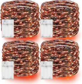 Dazzle Bright Orange Halloween Fairy String Lights, 4 Pack Total 80FT 240LED Copper Wire Battery Operated Waterproof Lights