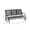 3-Person Outdoor Patio Glider Bench, Porch Glider Swing with 3 Seats, Breathable Mesh Fabric, Metal Frame, Black