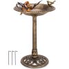 1PC Antique Gold Freestanding Pedestal Bird Bath Feeder