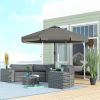 Patio Umbrella 9ft, Outdoor, Tilt Crank, Ruffled Design, 8 Ribs, Dark Gray, for Garden Deck Pool