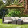 9FT 3 Tiers Tan Outdoor Patio Umbrella with Crank Push Button Tilt
