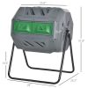 Tumbling Compost Bin Outdoor 360° Dual Chamber Rotating Composter 43 Gallon, Light Gray
