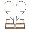 Artisasset 2pcs  Half Heart Iron Wood  Plant Stand Bl