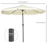 9ft Outdoor Market Table Umbrella with Fringed Tassels and 8 Ribs