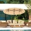 9.5' Outdoor Market Umbrella with Push Button Tilt & Crank, Brown