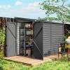 4.6' x 9' Outdoor Storage Shed, Lean to Metal Shed with Foundation Kit, Lockable Doors and Gloves for Patio, Lawn, Dark Gray