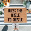 "Bless This Hizzle Fo Shizzle" Heavy-Duty Coconut Coir Doormat - Non-Slip Premium Outdoor Mat for Entryway with Humorous Housewarming Gift Design