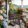 Wooden outdoor lounge chair, rocking chair, armchair, garden chair, black