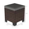 Outsunny 2 Pieces Rattan Ottoman Footrest & Side Table Gray