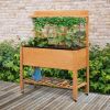 Outsunny Raised Bed with Shelf  Brown