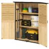 Outdoor Garden Shed with Asphalt Roof, 2 Shelves, Lockable Doors and Adjustable Feet, Natural