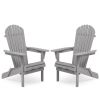 Wood Lounge Patio Chair for Garden Outdoor Wooden Folding Adirondack Chair Set of 2 Solid Cedar Wood Lounge Patio Chair for Garden, Lawn, Backyard,