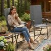 Folding chair, terrace chair set of two, camping chair, outdoor chair, light gray
